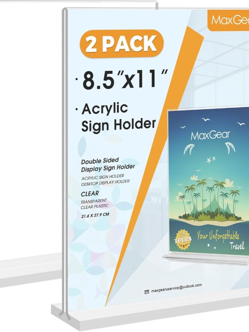 Acrylic 8.5" x 11" Double Sided Display Stand,